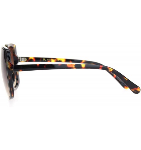 Rectangular Womens Squared Horn Rim Luxury Panel Lens Sunglasses - Tortoise Gradient Brown - C418NUUKCN4 $12.96