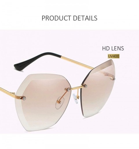Oversized Rimless Diamond Cutting Lens Sunglasses For Women Rhinestone 100% UV Protection - Silver-gray Purple - C318TSGQ4XW ...