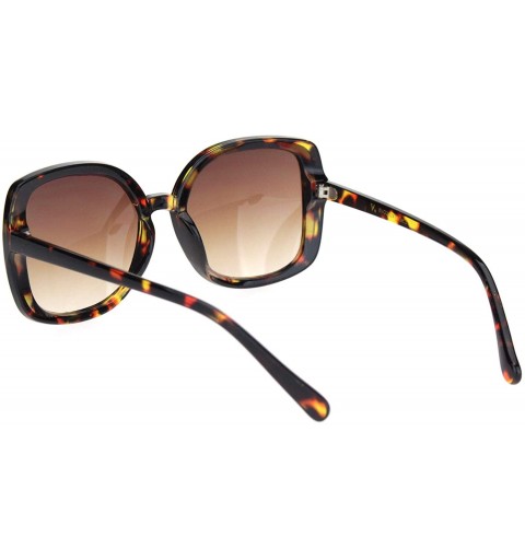 Rectangular Womens Squared Horn Rim Luxury Panel Lens Sunglasses - Tortoise Gradient Brown - C418NUUKCN4 $12.96