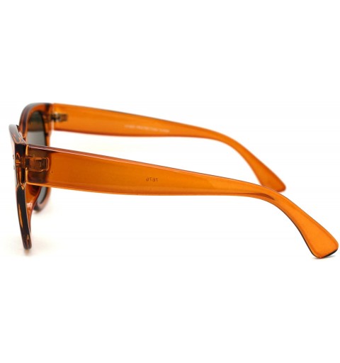 Rectangular Womens Thick Plastic Retro Horn Rim Minimal Boyfriend Sunglasses - Brown Green - CL18WTMT5HU $11.45