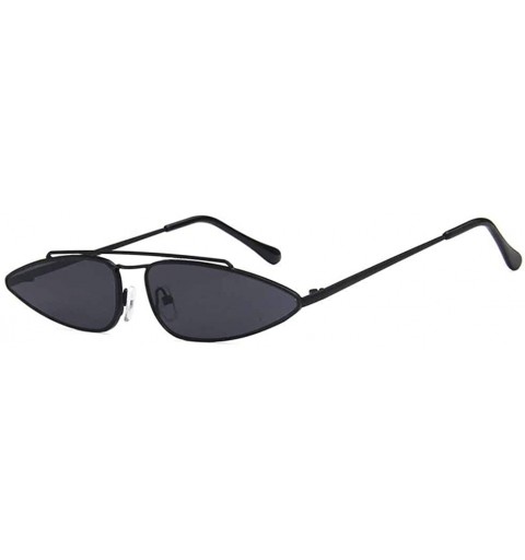 Round Vintage Retro Narrow Cat Eye Metal Triangle Festival Sunglasses Cateye Sunglasses - Blackgray - C418R6RW3NW $12.61
