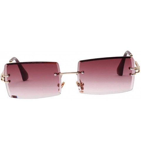 Rimless Vintage Rectangle Cut Rimless Sunglasses Designer Tinted Lens Eyewear - Purple - CD195WOZQ4H $8.81