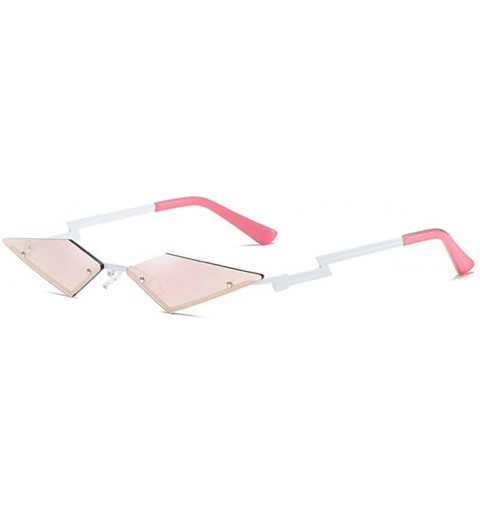 Rimless New 2020 Fashion Cat eye Sunglasses Women Rimless Wave Sun Glasses Eyewear Luxury Trending Narrow Sunglasses - CR198E...