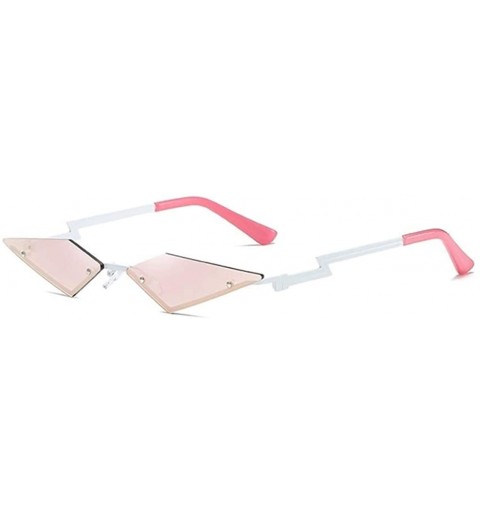 Rimless New 2020 Fashion Cat eye Sunglasses Women Rimless Wave Sun Glasses Eyewear Luxury Trending Narrow Sunglasses - CR198E...