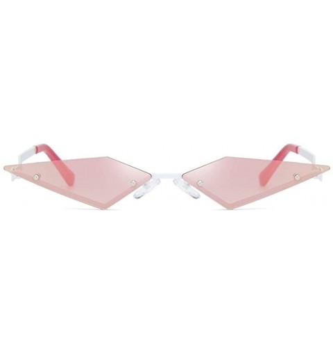 Rimless New 2020 Fashion Cat eye Sunglasses Women Rimless Wave Sun Glasses Eyewear Luxury Trending Narrow Sunglasses - CR198E...