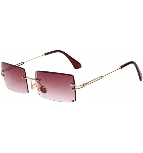 Rimless Vintage Rectangle Cut Rimless Sunglasses Designer Tinted Lens Eyewear - Purple - CD195WOZQ4H $8.81