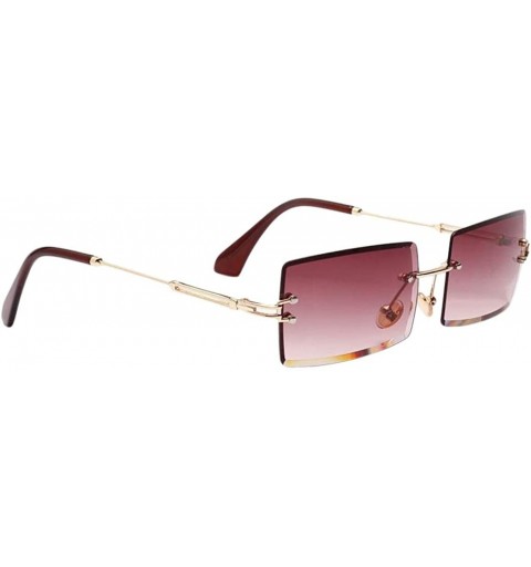 Rimless Vintage Rectangle Cut Rimless Sunglasses Designer Tinted Lens Eyewear - Purple - CD195WOZQ4H $8.81