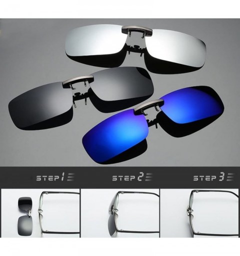 Sport Fashion Sunglaess - Detachable Night Vision Lens Driving Metal Polarized Clip On Glasses Sunglasses - Blue - CJ18RXN3UA...