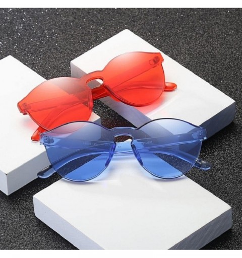Aviator Candy Colored Glasses - Women Fashion Cat Eye Shades Sunglasses Integrated UV Eyewear (Red) - Red - C618E4N5N0A $10.65