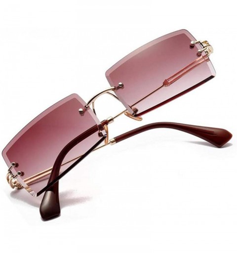 Rimless Vintage Rectangle Cut Rimless Sunglasses Designer Tinted Lens Eyewear - Purple - CD195WOZQ4H $8.81