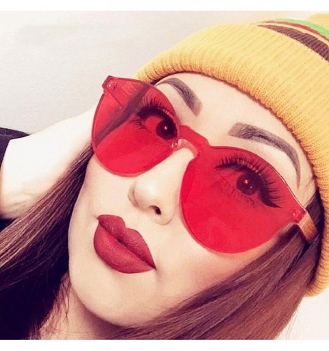 Aviator Candy Colored Glasses - Women Fashion Cat Eye Shades Sunglasses Integrated UV Eyewear (Red) - Red - C618E4N5N0A $10.65