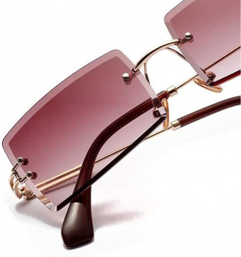 Rimless Vintage Rectangle Cut Rimless Sunglasses Designer Tinted Lens Eyewear - Purple - CD195WOZQ4H $8.81