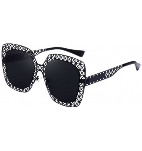 Goggle Women Hollow Mirror UV400 Sunglasses Alloy Leg Glasses Shades Eyewear - Black - CA17AYZAYXO $24.29