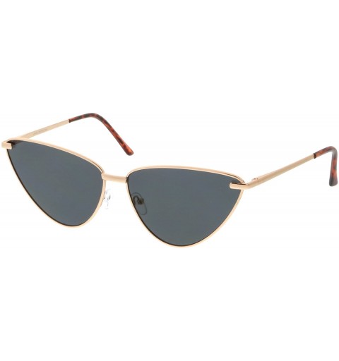 Oversized Oversize Ultra Thin Metal Frame Flat Lens Cat Eye Sunglasses 65mm - Gold / Smoke - C4182IXKAYQ $11.52