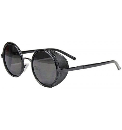 Oval Sunglasses Glasses Goggles Punk Party Festivel Beach Eyewear - Black+black - CT18Q7YW40N $10.98