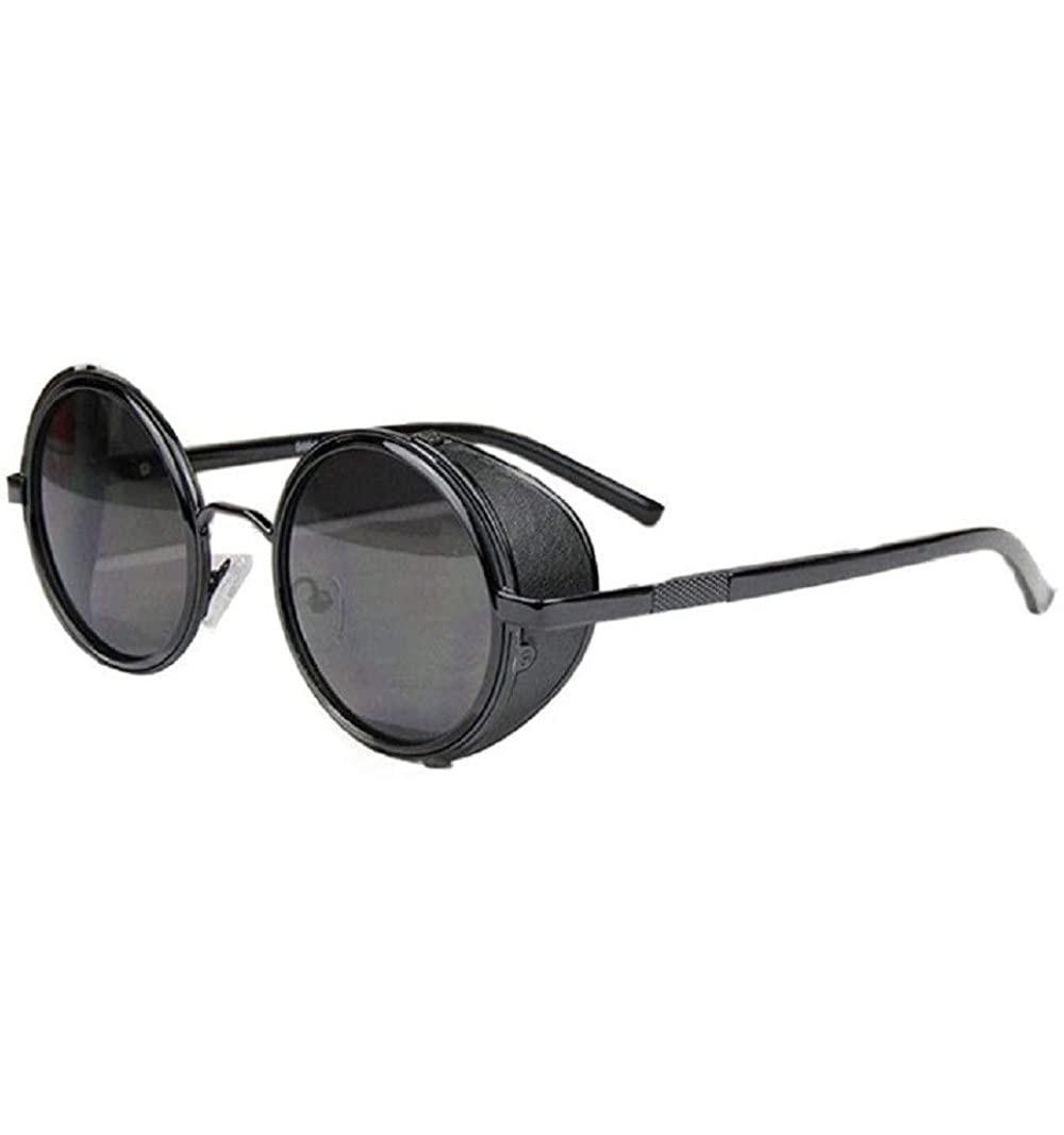 Oval Sunglasses Glasses Goggles Punk Party Festivel Beach Eyewear - Black+black - CT18Q7YW40N $10.98