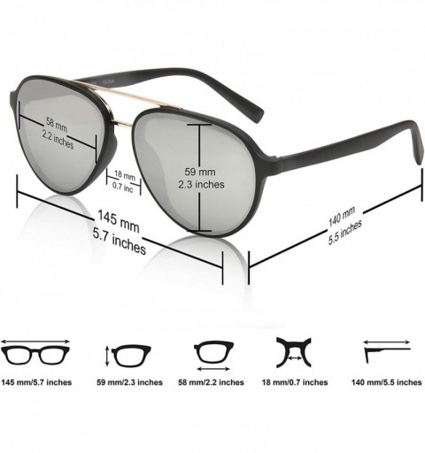 Round Aviator Sunglasses for Men and Women Plastic Frame UV400 Protection - 2 Pack Black Frame Matte Finnish - CV18SWOXSYN $1...