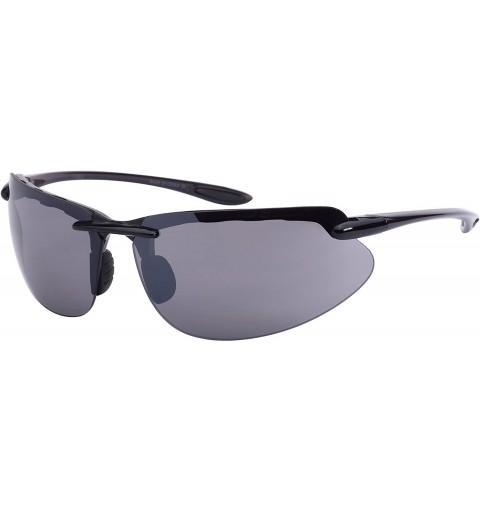Wrap Men's Wraparound Flash Mirror Lens Sunglasses 570053-FM - Clear Grey - CX125WEC38R $11.01