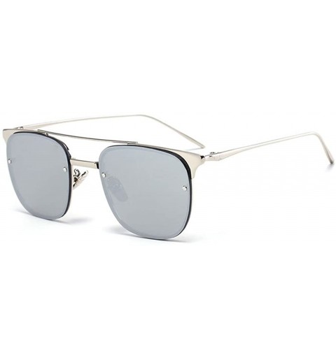 Oversized Men's Tincan Square Eyeglasses Premium Ultra Sleek Military Style Sunglasses - Silver/Silver - CP12IOUYM0N $13.45