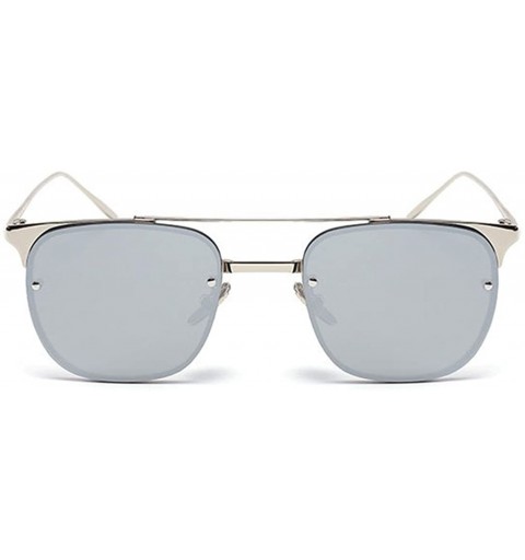 Oversized Men's Tincan Square Eyeglasses Premium Ultra Sleek Military Style Sunglasses - Silver/Silver - CP12IOUYM0N $13.45