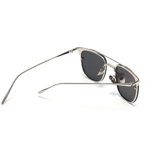 Oversized Men's Tincan Square Eyeglasses Premium Ultra Sleek Military Style Sunglasses - Silver/Silver - CP12IOUYM0N $13.45