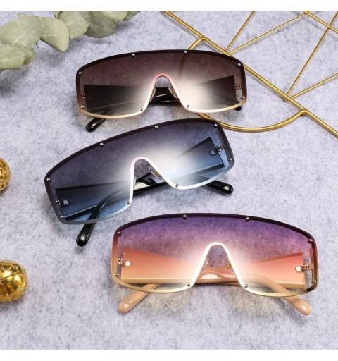 Square Oversized Sunglasses Gradient Glasses Eyewear - Black - CH18QLUKZOS $11.72