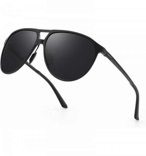 Shield Men's Driving Polarized Sunglasses for Men Al-Mg Metal Frame Ultra Light - Black Frame/Grey Lens - CO18SKMALEK $34.19