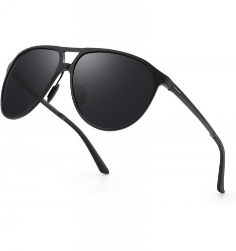 Shield Men's Driving Polarized Sunglasses for Men Al-Mg Metal Frame Ultra Light - Black Frame/Grey Lens - CO18SKMALEK $14.99