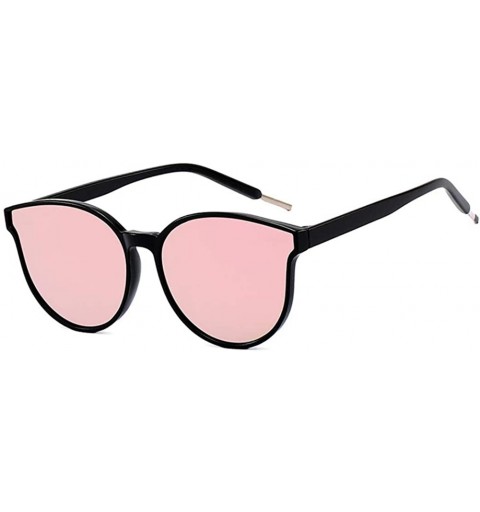 Round Unisex Sunglasses Retro Bright Black Grey Drive Holiday Round Non-Polarized UV400 - Bright Black Pink - CU18RLIZ0S9 $9.65
