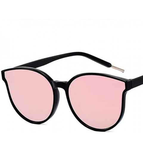 Round Unisex Sunglasses Retro Bright Black Grey Drive Holiday Round Non-Polarized UV400 - Bright Black Pink - CU18RLIZ0S9 $9.65