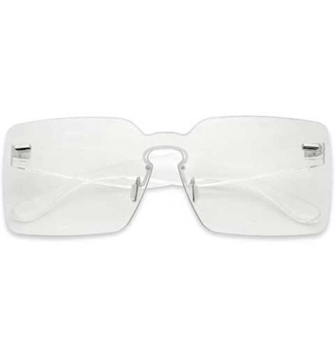 Oversized One Piece Rimless Square Colored Transparent Candy Tinted Sunglasses Variation - Clear - CP18HR4Q5WC $13.14