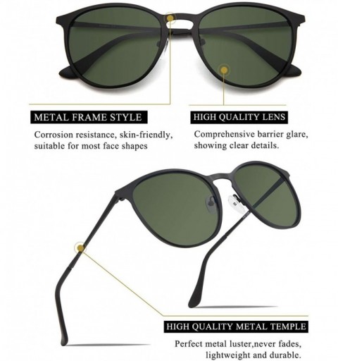 Round Classic Round Retro Sunglasses UV400 Circle Lens Metal Frame Men Women FW1006 - C3 Matte Black Frame / Green Lens - C41...
