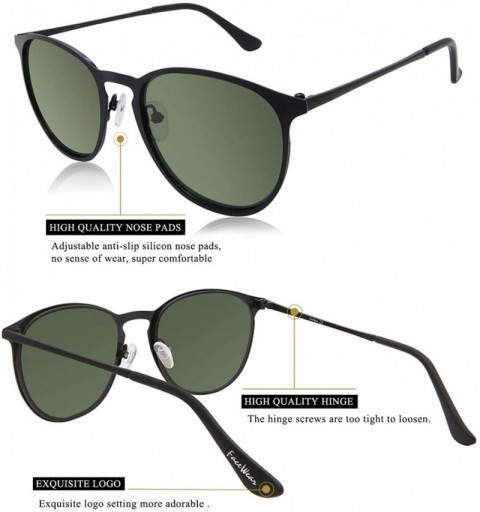 Round Classic Round Retro Sunglasses UV400 Circle Lens Metal Frame Men Women FW1006 - C3 Matte Black Frame / Green Lens - C41...