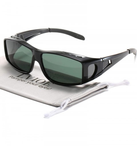 Wrap Sunglasses Polarized Prescription Protection - Black Frame Polarized Green Lens Wrap Around Sunglasses - CT19CYO9QGK $26.86