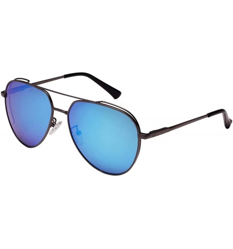 Aviator Classic Aviator Metal Frame Sunglasses with Spring Hinges for Men and Women 1930 - Blue - CJ18QT24H2X $28.32