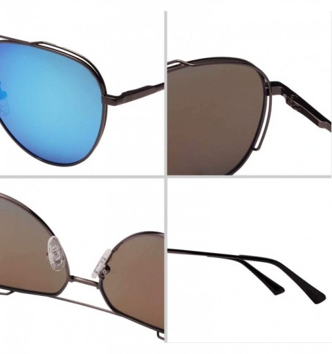 Aviator Classic Aviator Metal Frame Sunglasses with Spring Hinges for Men and Women 1930 - Blue - CJ18QT24H2X $12.24