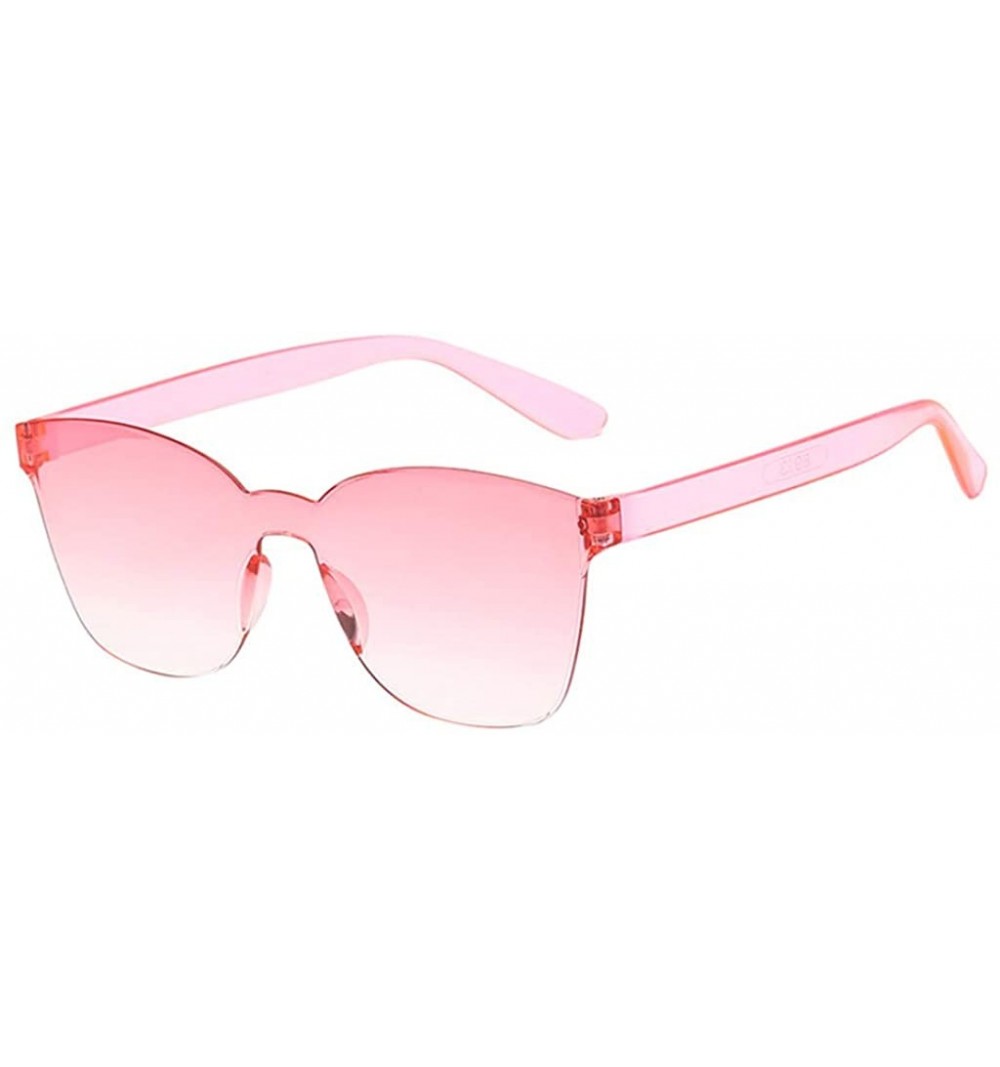 Oval UV Protection Sunglasses for Women Men Rimless frame Square Acrylic Lens and Frame Sunglass - A - C719037ROIL $8.55