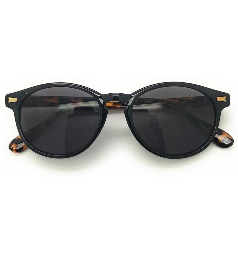 Round Round Stylish Bifocal Reading Sunglasses For Men Women - Black/Brown - CB18E2EU9ZA $24.27
