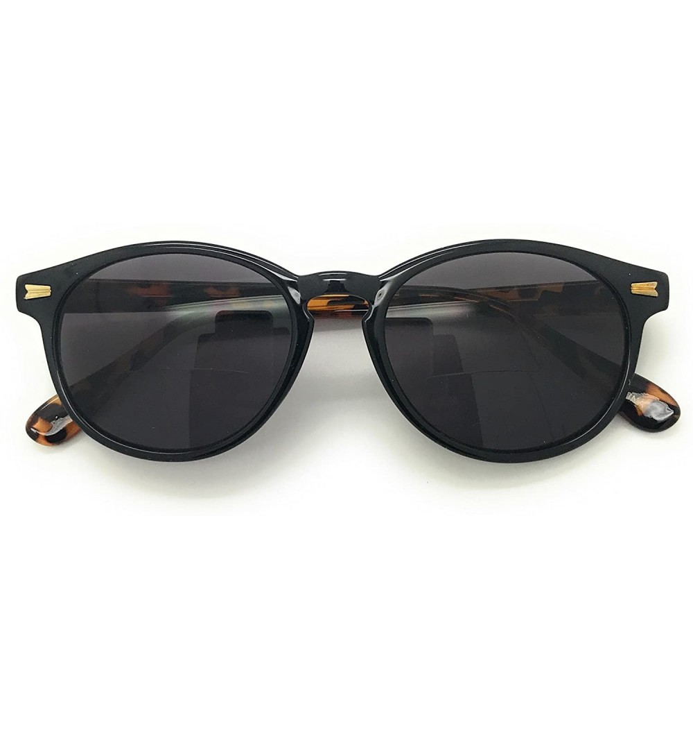 Round Round Stylish Bifocal Reading Sunglasses For Men Women - Black/Brown - CB18E2EU9ZA $10.85