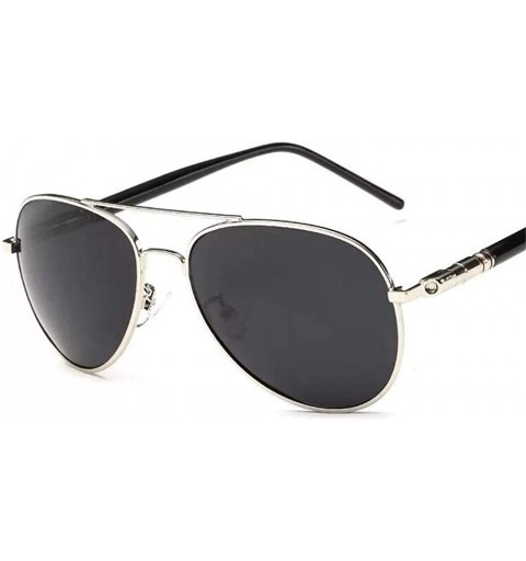 Round Polarized sunglasses Classic men's sunglasses driver driving sunglasses outdoor movement - Silver - CO1999R0O4T $10.46