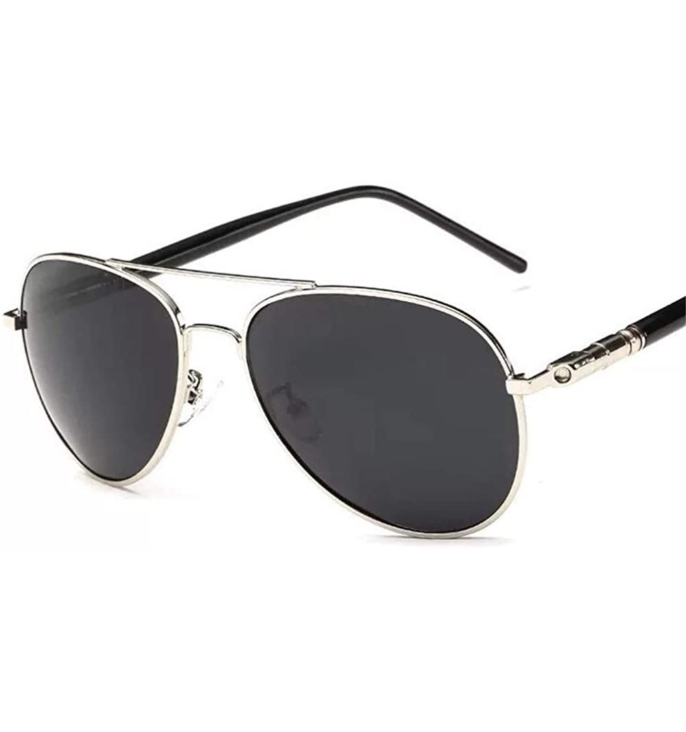 Round Polarized sunglasses Classic men's sunglasses driver driving sunglasses outdoor movement - Silver - CO1999R0O4T $10.46