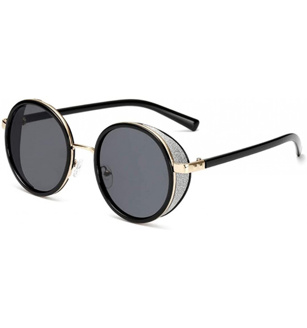 Square Gothic Steampunk Round Sunglasses TAC Polarized Lens Fashion Sun Glasses Women Vintage Shade Glasses - CL18TASS0AD $12.73