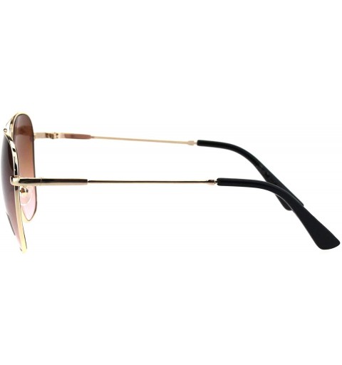 Oversized Womens Sunglasses Square Flat Top Bridge Fashion Aviators UV 400 - Gold (Brown Pink) - C318IRA7NZ5 $10.16