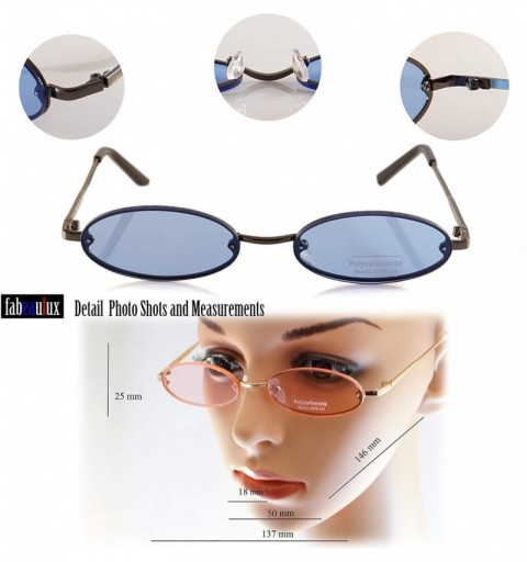 Oval Rimless Tinted Flat Lens Slim Oval Round Retro Sunglasses A243 A244 - (Tinted) Blue - C918L620ZC8 $14.54