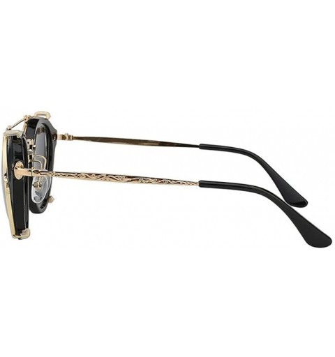 Oval Women UV400 Mirror Glasses Clip On Men Vintage Retro Steampunk Sunglasses - Black - CU18ET0NA57 $9.95