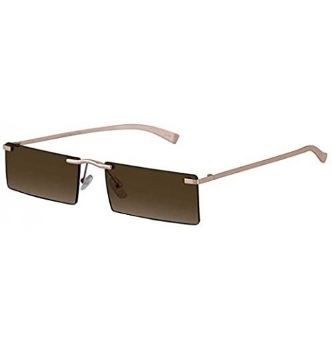 Rectangular Rectangle Rimless Metal Frame Retro Sunglasses Fashion Men Women Glasses - 2 Pack Silver/Black and Brown - C6197E...