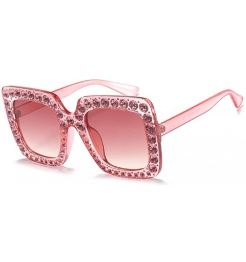 Square Big Square Diamond Frame Multicolor Popular Sunglasses for Girls Fashion Glasses 5702 - Pink - CT18AHOTS5L $10.11
