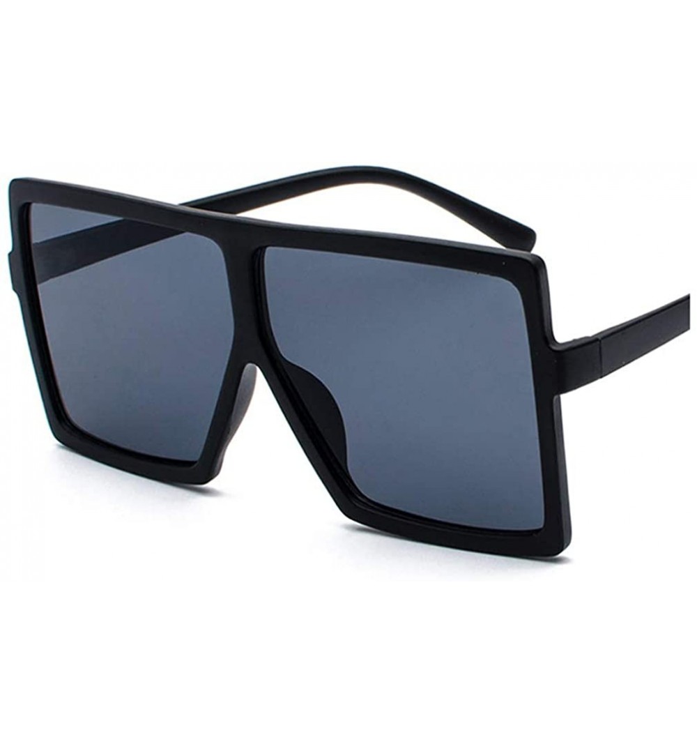 Square Fashion Sunglasses Oversized Protection Eyeglasses - C2-bright Black Frame Black Gray Lens - C918X8DICWD $17.80