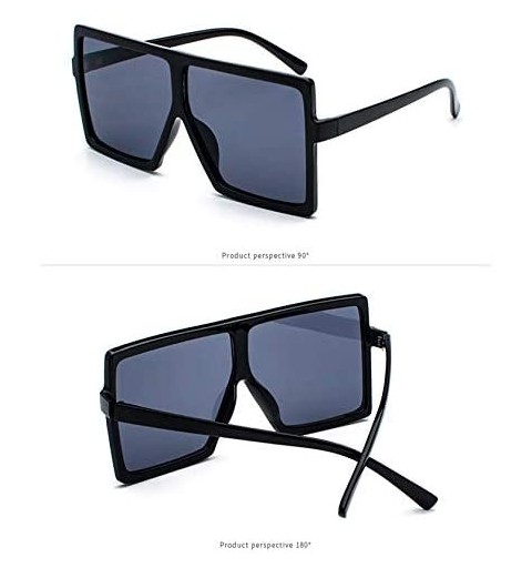 Square Fashion Sunglasses Oversized Protection Eyeglasses - C2-bright Black Frame Black Gray Lens - C918X8DICWD $17.80
