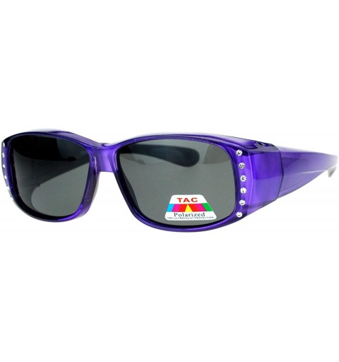 Rectangular Polarized Glare Free Rhinestone Womens Fitover OTG 57mm Sunglasses - Purple - CY12BWPH1LT $10.66